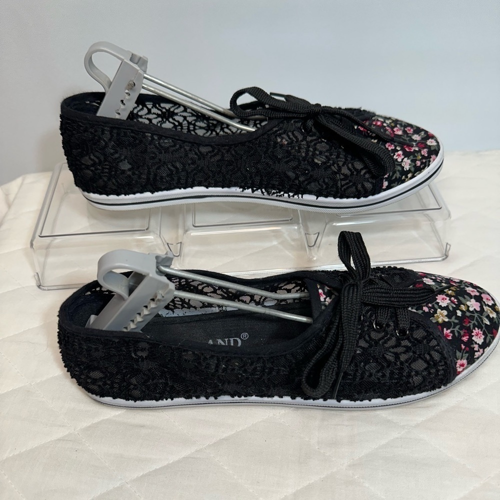 Rockland Womens Size 8.5 Flats Sneakers Shoes Fabric Lace Material Flats Retro - Picture 2 of 10
